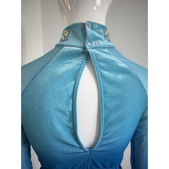 Weissman Blue Ombre Jazz Latin Dance Costume Fringe Sequin Belt Size MA - Picture 5 of 15